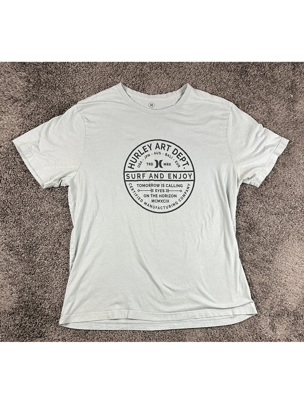 Hurley Art Dept Surf And Enjoy Mens XXL Gray Short Sleeve Graphic T-Shirt Tee